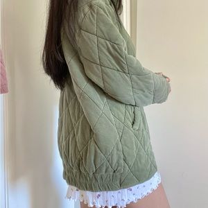 Wild Fable Quilted Green Zip Jacket